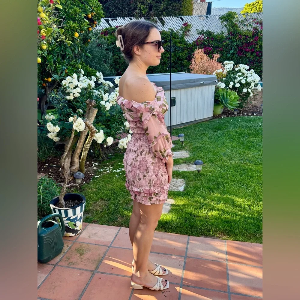 INTERMIX Smocked Floral Mini Dress | 99% OFF Retail - Picture 2 of 10